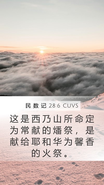 民 数 记 28:6 CUVS Mobile Phone Wallpaper - 这 是 西 乃 山 所 命 定 为 常 献 的 - Mobile Bible Verse Wallpaper