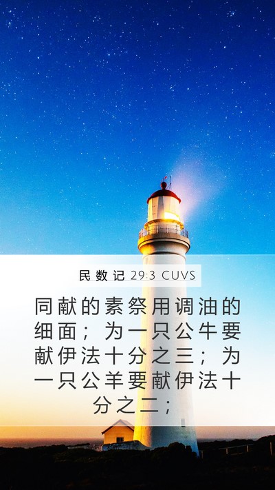 民 数 记 29:3 CUVS Mobile Phone Wallpaper - 同 献 的 素 祭 用 调 油 的 细 面 ； - Mobile Bible Verse Wallpaper