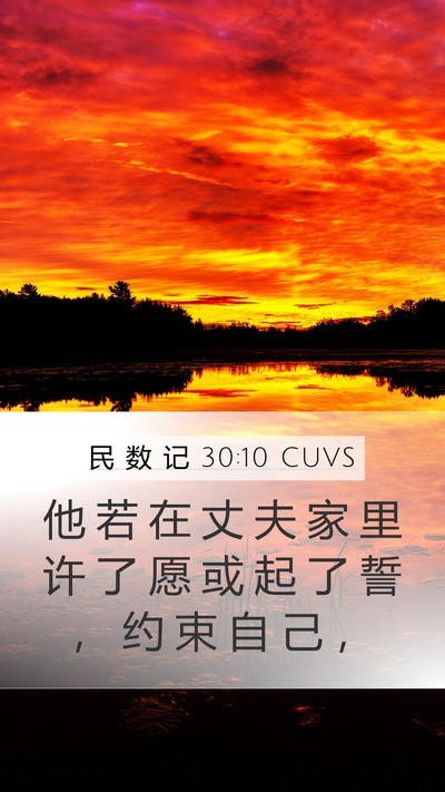 民 数 记 30:10 CUVS Mobile Phone Wallpaper - 他 若 在 丈 夫 家 里 许 了 愿 或 起 - Mobile Bible Verse Wallpaper