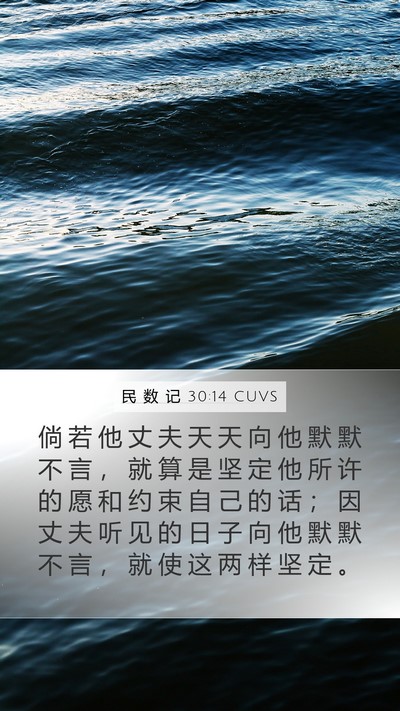民 数 记 30:14 CUVS Mobile Phone Wallpaper - 倘 若 他 丈 夫 天 天 向 他 默 默 不 - Mobile Bible Verse Wallpaper