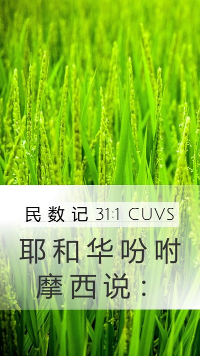 民 数 记 31:1 CUVS Mobile Phone Wallpaper - 耶 和 华 吩 咐 摩 西 说 - Mobile Bible Verse Wallpaper