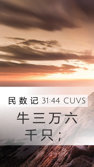 民 数 记 31:44 CUVS Mobile Phone Wallpaper - 牛 三 万 六 千 只 - Mobile Bible Verse Wallpaper