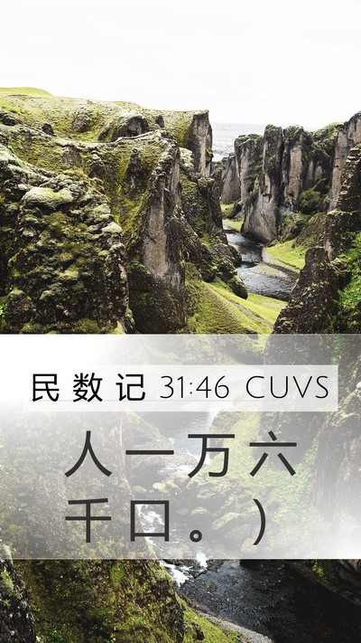 民 数 记 31:46 CUVS Mobile Phone Wallpaper - 人 一 万 六 千 口 。 - Mobile Bible Verse Wallpaper