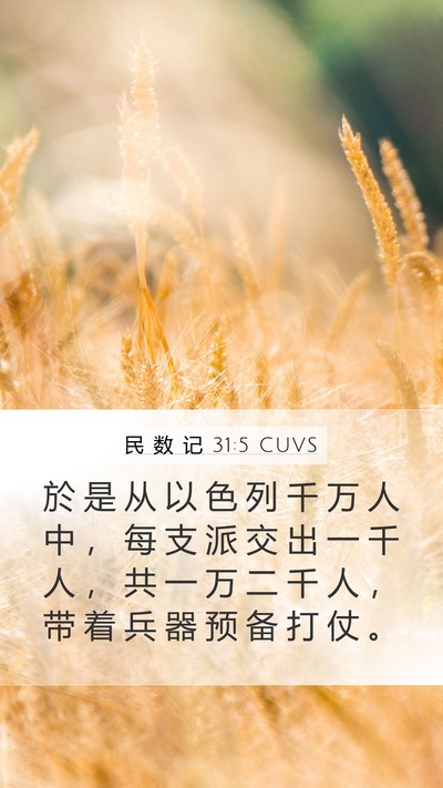 民 数 记 31:5 CUVS Mobile Phone Wallpaper - 於 是 从 以 色 列 千 万 人 中 ， 每 - Mobile Bible Verse Wallpaper