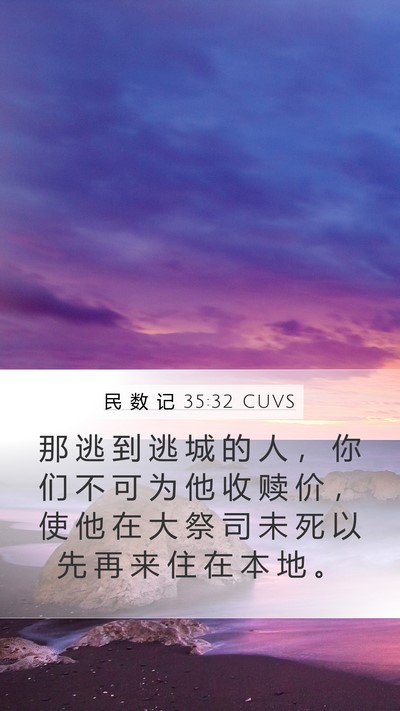 民 数 记 35:32 CUVS Mobile Phone Wallpaper - 那 逃 到 逃 城 的 人 ， 你 们 不 可 - Mobile Bible Verse Wallpaper