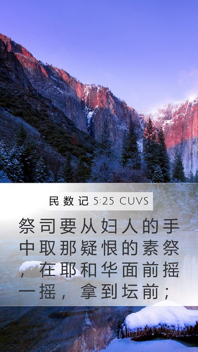 民 数 记 5:25 CUVS Mobile Phone Wallpaper - 祭 司 要 从 妇 人 的 手 中 取 那 疑 - Mobile Bible Verse Wallpaper