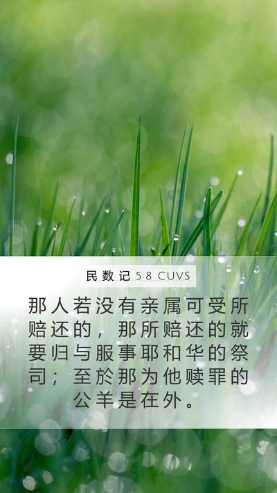 民 数 记 5:8 CUVS Mobile Phone Wallpaper - 那 人 若 没 有 亲 属 可 受 所 赔 还 - Mobile Bible Verse Wallpaper