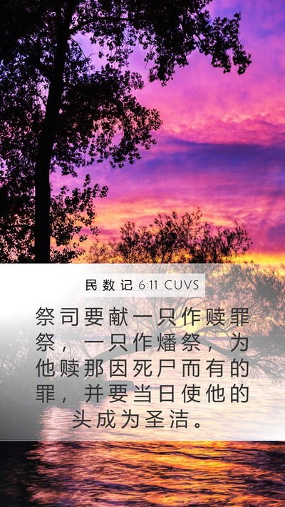 民 数 记 6:11 CUVS Mobile Phone Wallpaper - 祭 司 要 献 一 只 作 赎 罪 祭 ， 一 - Mobile Bible Verse Wallpaper