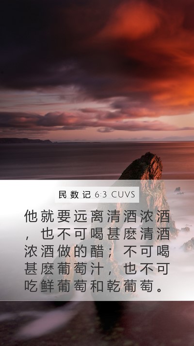 民 数 记 6:3 CUVS Mobile Phone Wallpaper - 他 就 要 远 离 清 酒 浓 酒 ， 也 不 - Mobile Bible Verse Wallpaper