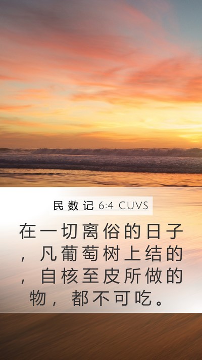 民 数 记 6:4 CUVS Mobile Phone Wallpaper - 在 一 切 离 俗 的 日 子 ， 凡 葡 萄 - Mobile Bible Verse Wallpaper