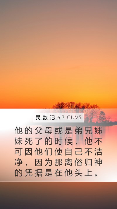 民 数 记 6:7 CUVS Mobile Phone Wallpaper - 他 的 父 母 或 是 弟 兄 姊 妹 死 了 - Mobile Bible Verse Wallpaper