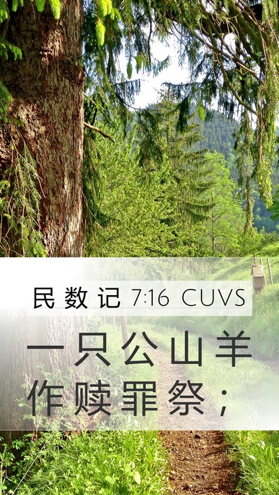 民 数 记 7:16 CUVS Mobile Phone Wallpaper - 一 只 公 山 羊 作 赎 罪 祭 - Mobile Bible Verse Wallpaper