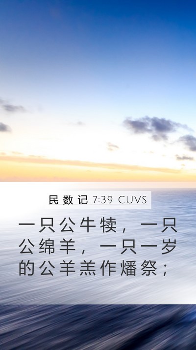 民 数 记 7:39 CUVS Mobile Phone Wallpaper - 一 只 公 牛 犊 ， 一 只 公 绵 羊 ， - Mobile Bible Verse Wallpaper