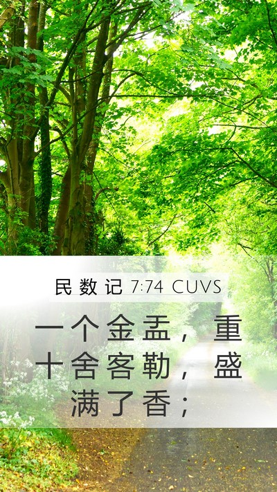 民 数 记 7:74 CUVS Mobile Phone Wallpaper - 一 个 金 盂 ， 重 十 舍 客 勒 ， 盛 - Mobile Bible Verse Wallpaper