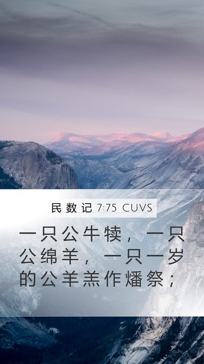 民 数 记 7:75 CUVS Mobile Phone Wallpaper - 一 只 公 牛 犊 ， 一 只 公 绵 羊 ， - Mobile Bible Verse Wallpaper