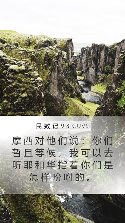 民 数 记 9:8 CUVS Mobile Phone Wallpaper - 摩 西 对 他 们 说 ： 你 们 暂 且 等 - Mobile Bible Verse Wallpaper
