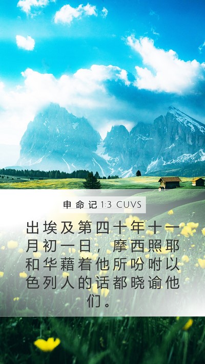 申 命 记 1:3 CUVS Mobile Phone Wallpaper - 出 埃 及 第 四 十 年 十 一 月 初 一 - Mobile Bible Verse Wallpaper