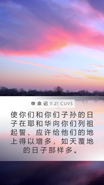 申 命 记 11:21 CUVS Mobile Phone Wallpaper - 使 你 们 和 你 们 子 孙 的 日 子 在 - Mobile Bible Verse Wallpaper