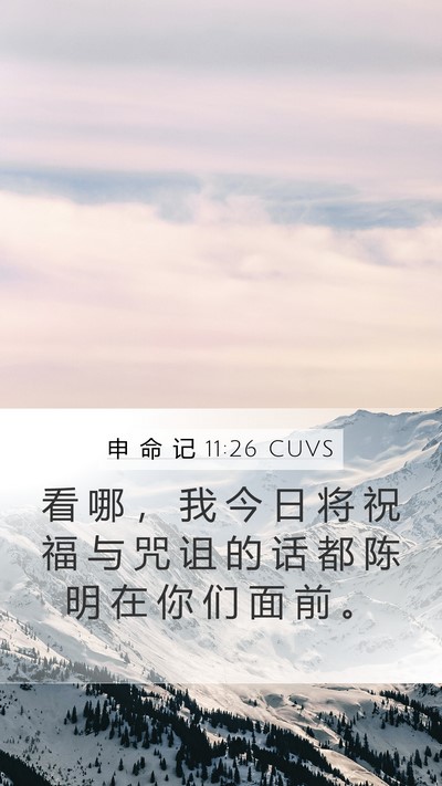 申 命 记 11:26 CUVS Mobile Phone Wallpaper - 看 哪 ， 我 今 日 将 祝 福 与 咒 诅 - Mobile Bible Verse Wallpaper