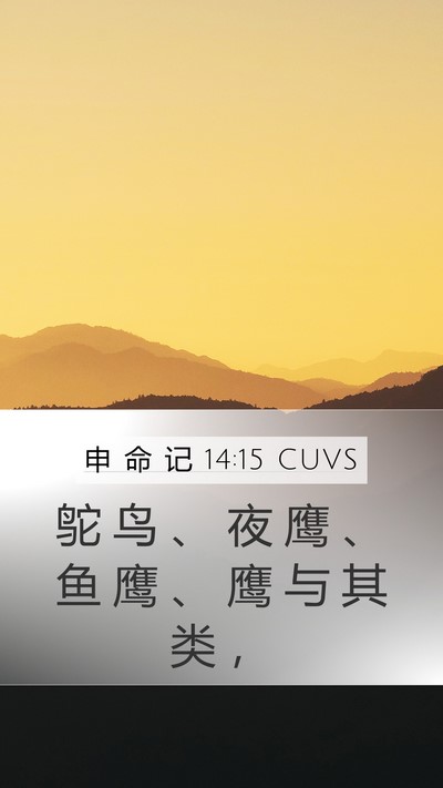 申 命 记 14:15 CUVS Mobile Phone Wallpaper - 鸵 鸟 、 夜 鹰 、 鱼 鹰 、 鹰 与 其 - Mobile Bible Verse Wallpaper