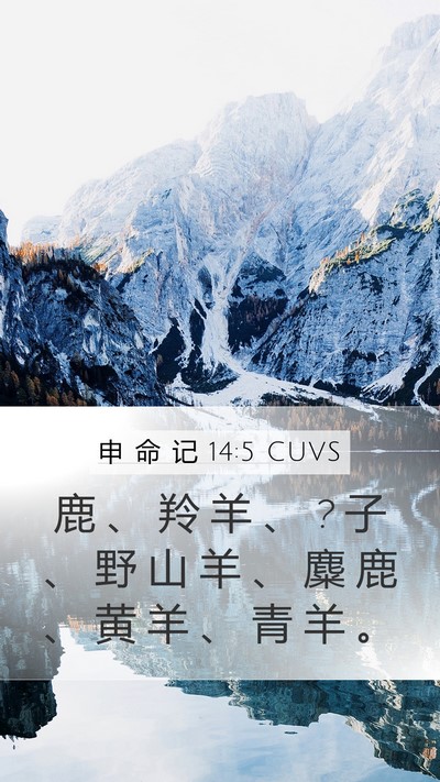 申 命 记 14:5 CUVS Mobile Phone Wallpaper - 鹿 、 羚 羊 、 ? 子 、 野 山 羊 、 麋 - Mobile Bible Verse Wallpaper