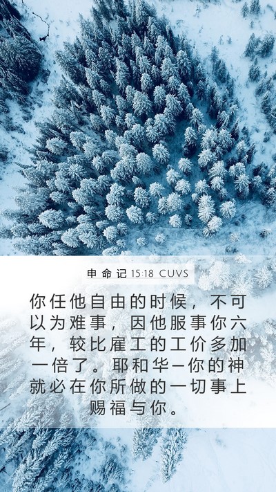 申 命 记 15:18 CUVS Mobile Phone Wallpaper - 你 任 他 自 由 的 时 候 ， 不 可 以 - Mobile Bible Verse Wallpaper