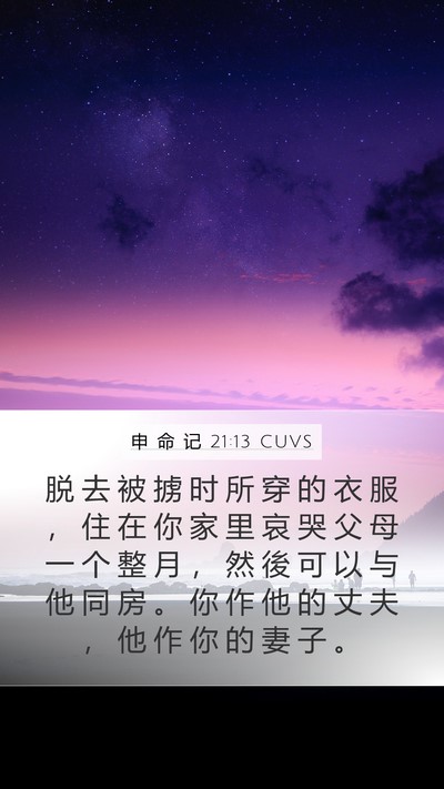 申 命 记 21:13 CUVS Bible Verse Image