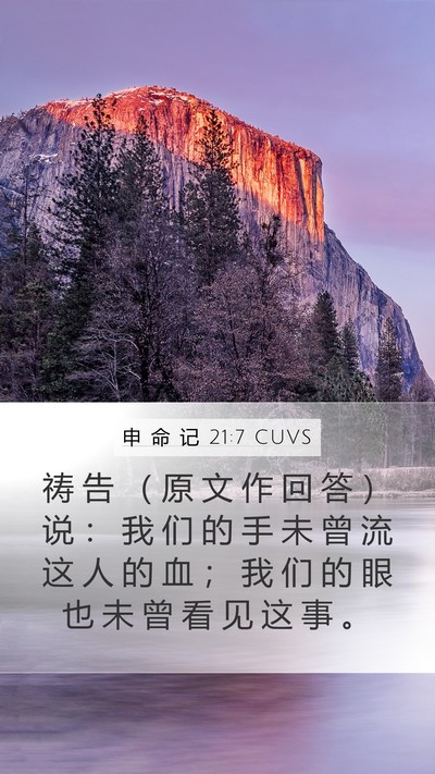 申 命 记 21:7 CUVS Mobile Phone Wallpaper - 祷 告 （ 原 文 作 回 答 ） 说 ： 我 - Mobile Bible Verse Wallpaper