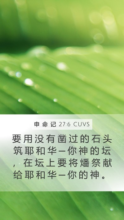 申 命 记 27:6 CUVS Mobile Phone Wallpaper - 要 用 没 有 凿 过 的 石 头 筑 耶 和 - Mobile Bible Verse Wallpaper