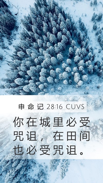 申 命 记 28:16 CUVS Mobile Phone Wallpaper - 你 在 城 里 必 受 咒 诅 ， 在 田 间 - Mobile Bible Verse Wallpaper