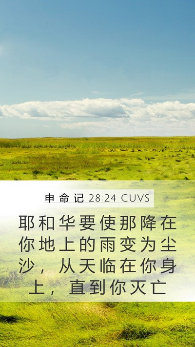 申 命 记 28:24 CUVS Mobile Phone Wallpaper - 耶 和 华 要 使 那 降 在 你 地 上 的 - Mobile Bible Verse Wallpaper