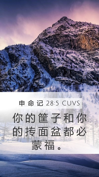 申 命 记 28:5 CUVS Mobile Phone Wallpaper - 你 的 筐 子 和 你 的 抟 面 盆 都 必 - Mobile Bible Verse Wallpaper