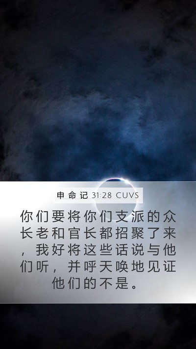申 命 记 31:28 CUVS Bible Verse Image