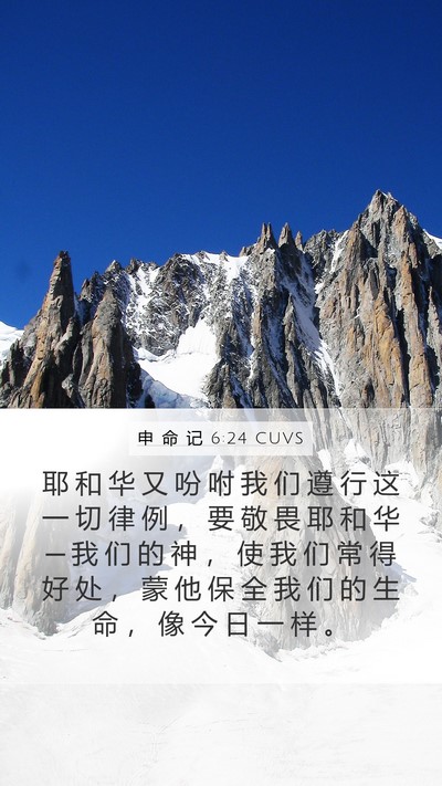 申 命 记 6:24 CUVS Mobile Phone Wallpaper - 耶 和 华 又 吩 咐 我 们 遵 行 这 一 - Mobile Bible Verse Wallpaper