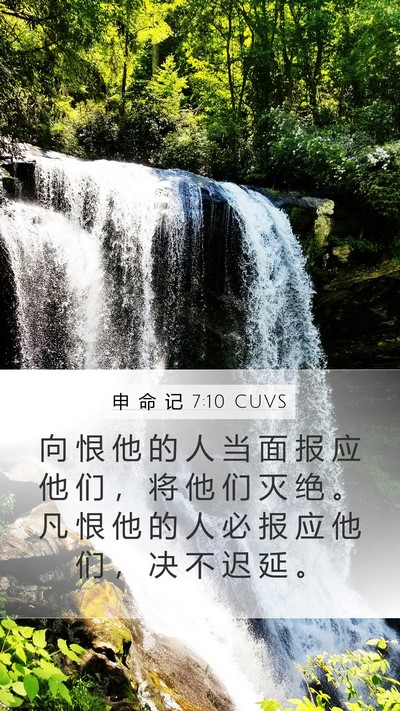 申 命 记 7:10 CUVS Mobile Phone Wallpaper - 向 恨 他 的 人 当 面 报 应 他 们 ， - Mobile Bible Verse Wallpaper