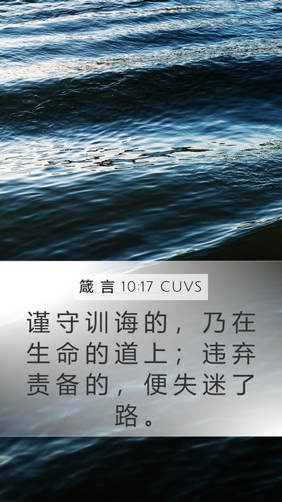 箴 言 10:17 CUVS Mobile Phone Wallpaper - 谨 守 训 诲 的 ， 乃 在 生 命 的 道 - Mobile Bible Verse Wallpaper