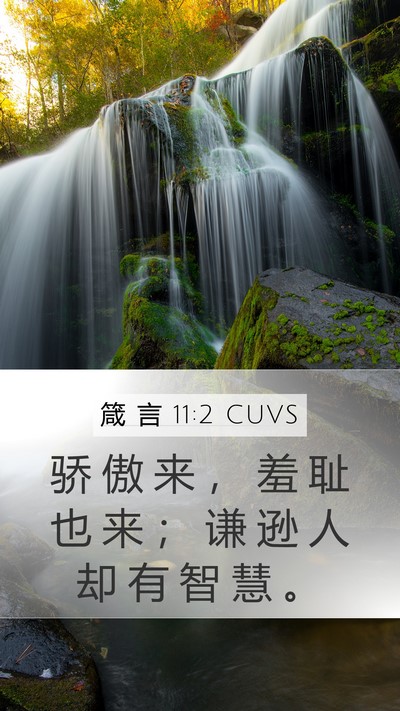 箴 言 11:2 CUVS Mobile Phone Wallpaper - 骄 傲 来 ， 羞 耻 也 来 ； 谦 逊 人 - Mobile Bible Verse Wallpaper