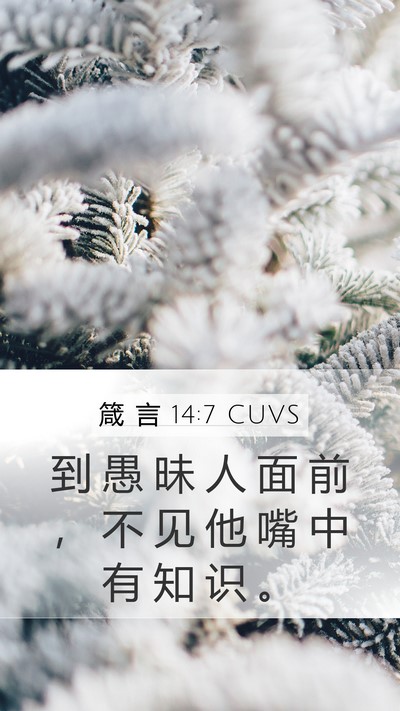 箴 言 14:7 CUVS Mobile Phone Wallpaper - 到 愚 昧 人 面 前 ， 不 见 他 嘴 中 - Mobile Bible Verse Wallpaper