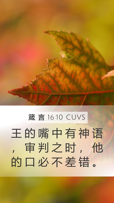 箴 言 16:10 CUVS Mobile Phone Wallpaper - 王 的 嘴 中 有 神 语 ， 审 判 之 时 - Mobile Bible Verse Wallpaper