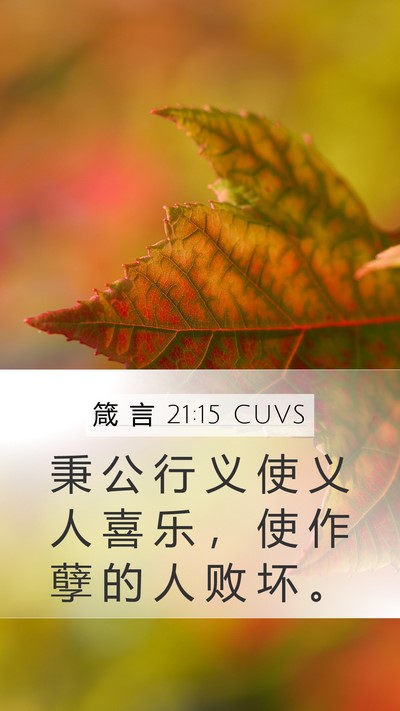 箴 言 21:15 CUVS Mobile Phone Wallpaper - 秉 公 行 义 使 义 人 喜 乐 ， 使 作 - Mobile Bible Verse Wallpaper