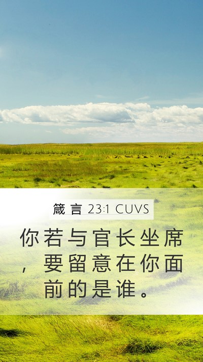 箴 言 23:1 CUVS Mobile Phone Wallpaper - 你 若 与 官 长 坐 席 ， 要 留 意 在 - Mobile Bible Verse Wallpaper