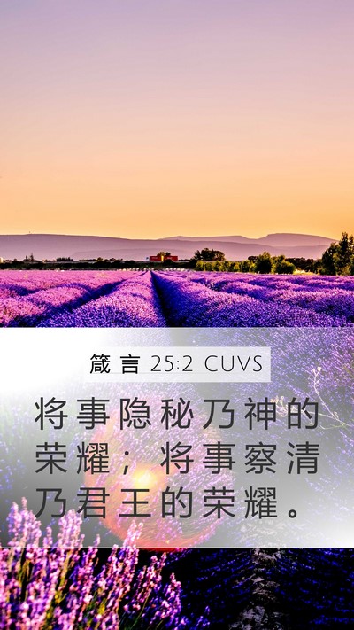 箴 言 25:2 CUVS Mobile Phone Wallpaper - 将 事 隐 秘 乃 神 的 荣 耀 ； 将 事 - Mobile Bible Verse Wallpaper