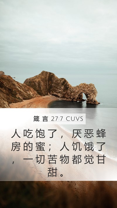 箴 言 27:7 CUVS Mobile Phone Wallpaper - 人 吃 饱 了 ， 厌 恶 蜂 房 的 蜜 ； - Mobile Bible Verse Wallpaper