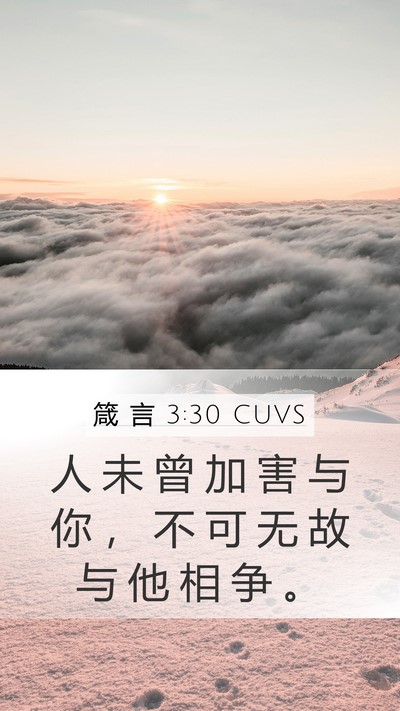 箴 言 3:30 CUVS Mobile Phone Wallpaper - 人 未 曾 加 害 与 你 ， 不 可 无 故 - Mobile Bible Verse Wallpaper