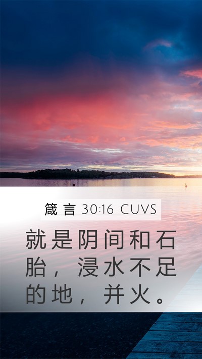 箴 言 30:16 CUVS Mobile Phone Wallpaper - 就 是 阴 间 和 石 胎 ， 浸 水 不 足 - Mobile Bible Verse Wallpaper