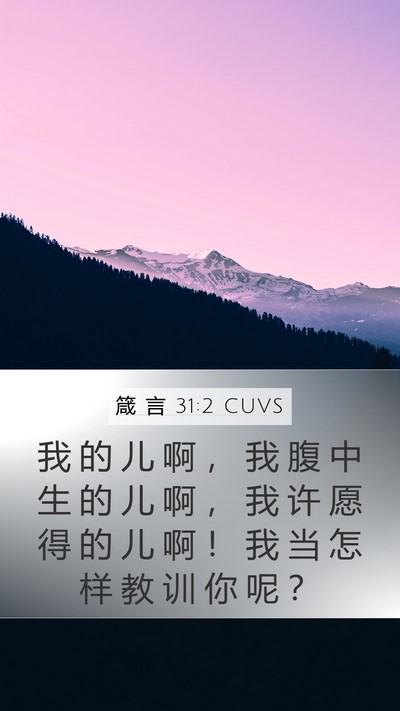 箴 言 31:2 CUVS Mobile Phone Wallpaper - 我 的 儿 啊 ， 我 腹 中 生 的 儿 啊 - Mobile Bible Verse Wallpaper