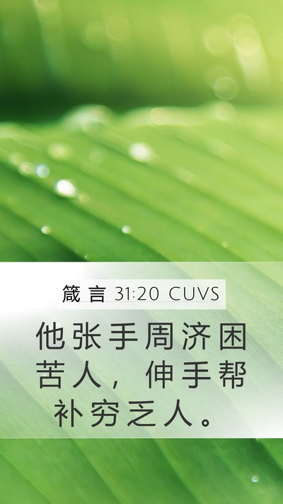 箴 言 31:20 CUVS Bible Verse Image