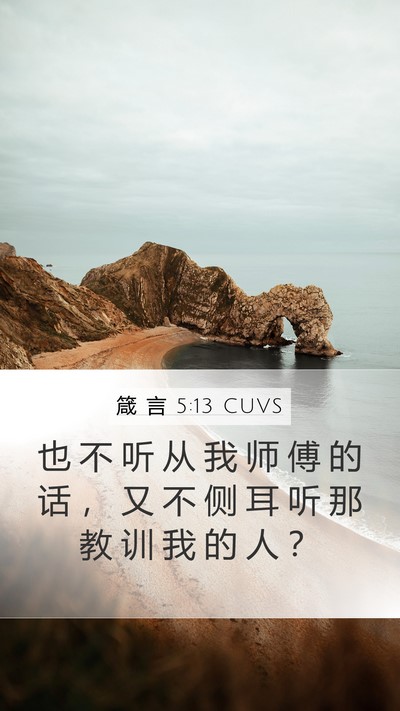 箴 言 5:13 CUVS Mobile Phone Wallpaper - 也 不 听 从 我 师 傅 的 话 ， 又 不 - Mobile Bible Verse Wallpaper