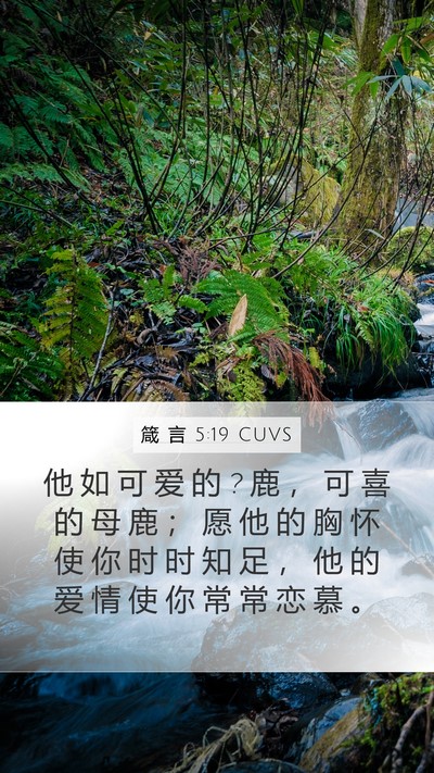箴 言 5:19 CUVS Mobile Phone Wallpaper - 他 如 可 爱 的 ? 鹿 ， 可 喜 的 母 鹿 - Mobile Bible Verse Wallpaper