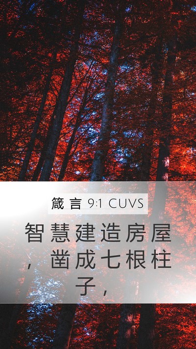 箴 言 9:1 CUVS Mobile Phone Wallpaper - 智 慧 建 造 房 屋 ， 凿 成 七 根 柱 - Mobile Bible Verse Wallpaper